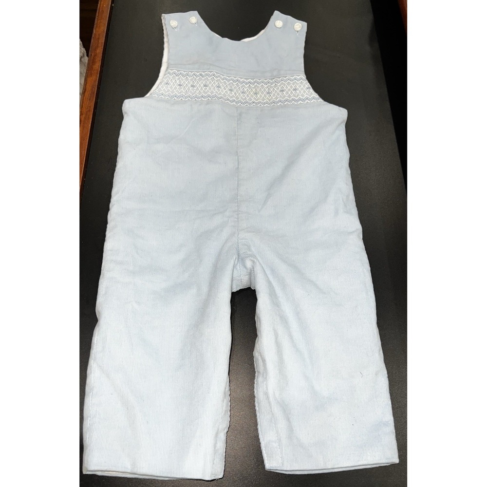 Petit Bebe Toddler Light Blue Corduroy Smocked  Longall Size 12 Months